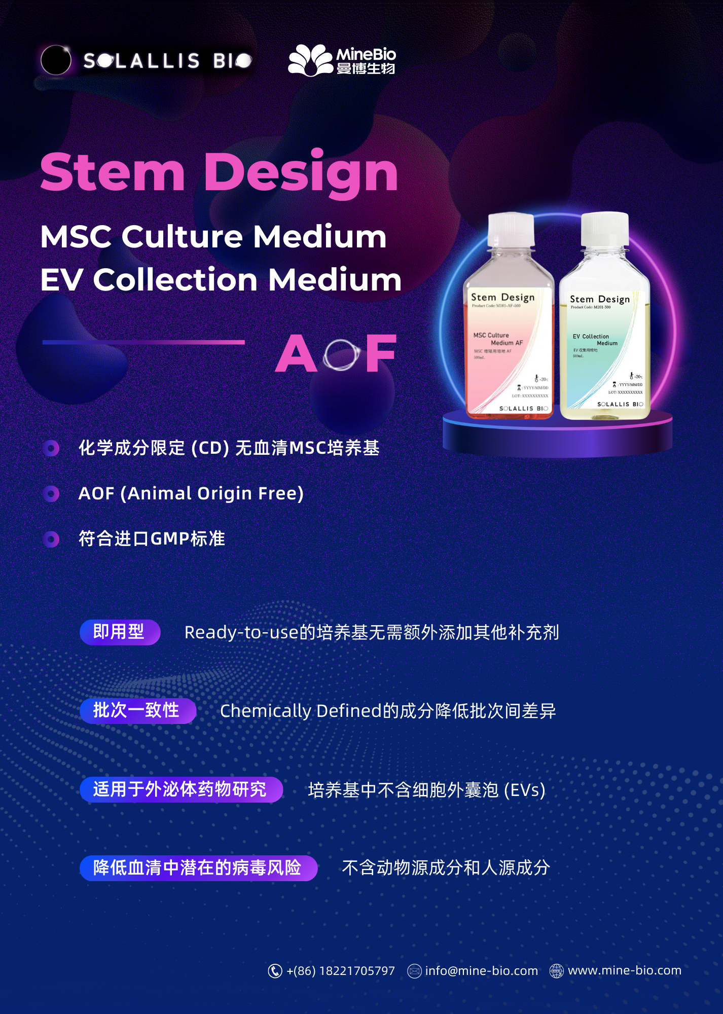 Solallis 化学成分限定 (CD) 无血清MSC & EV富集培养基