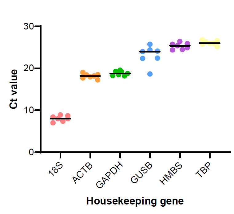 4周培养期内各内参基因表达水平的评估