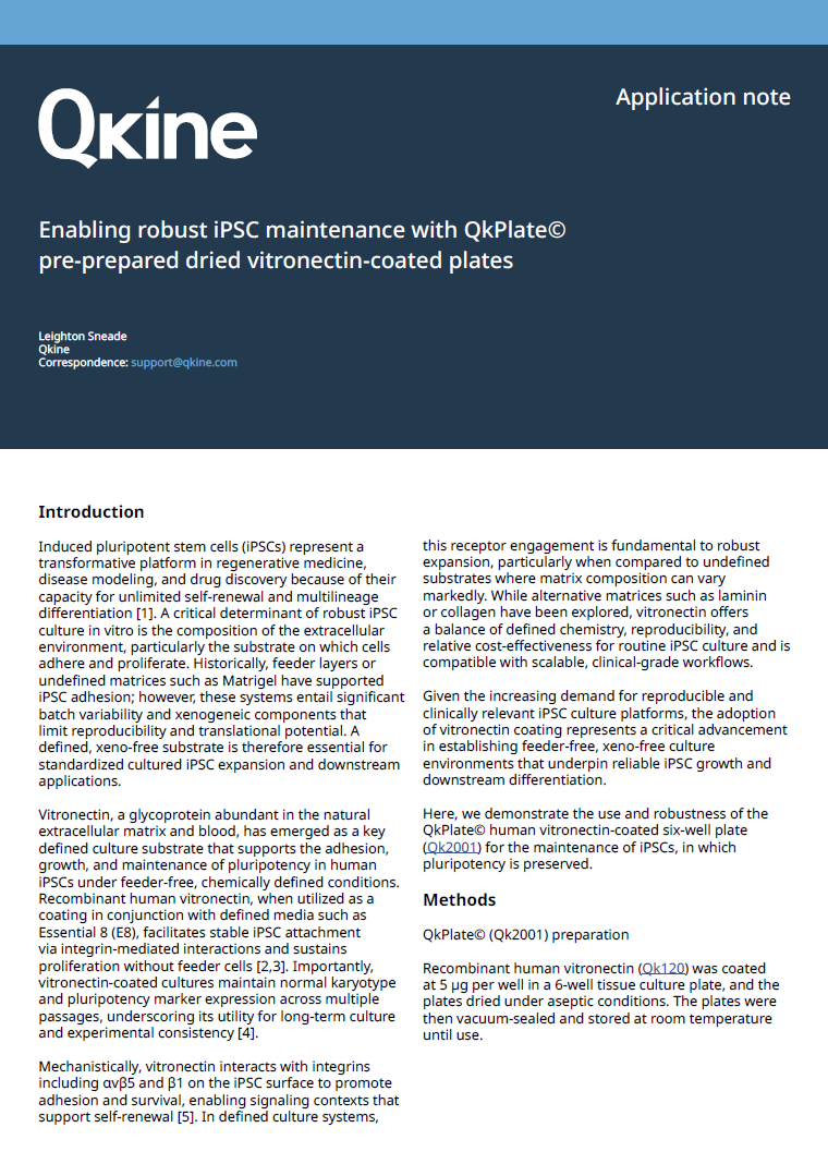 应用笔记-使用预包被的QkPlate可实现iPSC稳定培养