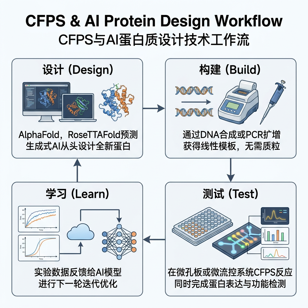 CFPS与AI蛋白质设计技术工作流 CFPS与AI蛋白质设计技术工作流